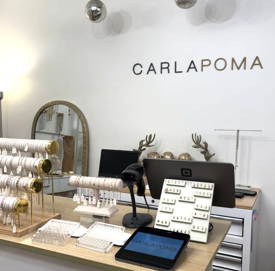 Jewelry displayed at the Carla Poma counter